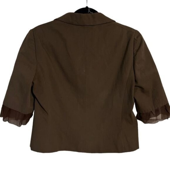 MOSCHINO Brown Blazer Jacket With Ruffled Sleeve Size US 10 - Picture 6 of 16